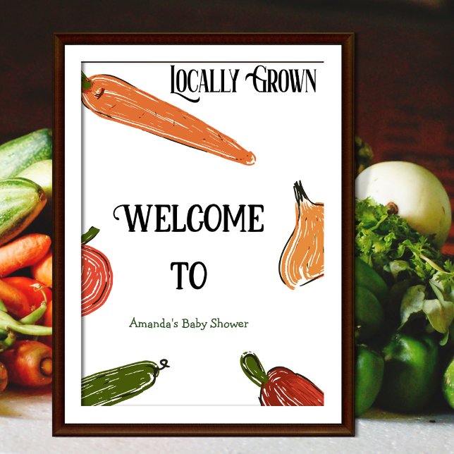 Retro Farmer's Market Locally Grown Baby Shower Poster (Creator Uploaded)