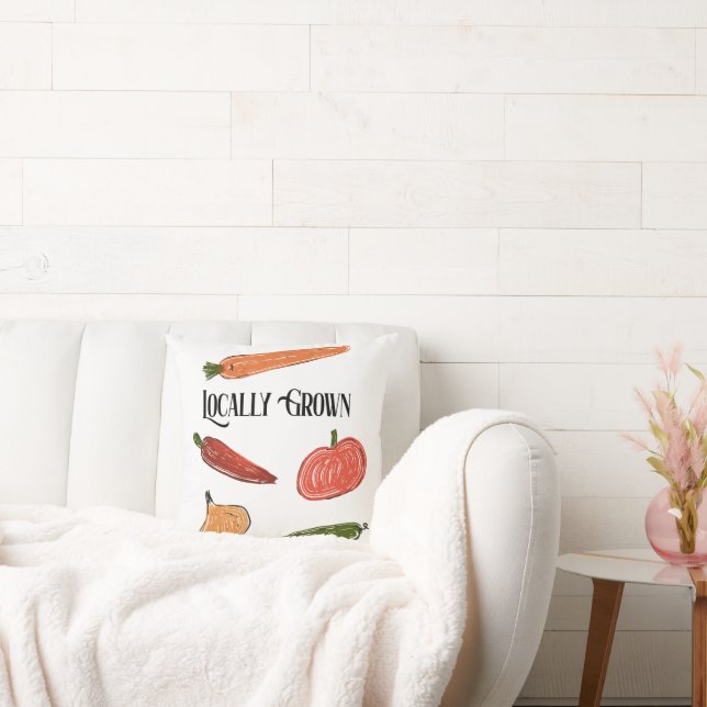 Retro Farmer's Market Locally Grown Baby Shower Throw Pillow (Couch)