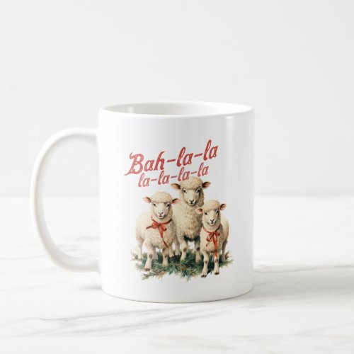 Retro farmhouse bah la la three sheep Christmas Coffee Mug