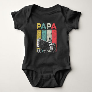 Retro Farming Papa Tractors Farmer Father Baby Bodysuit