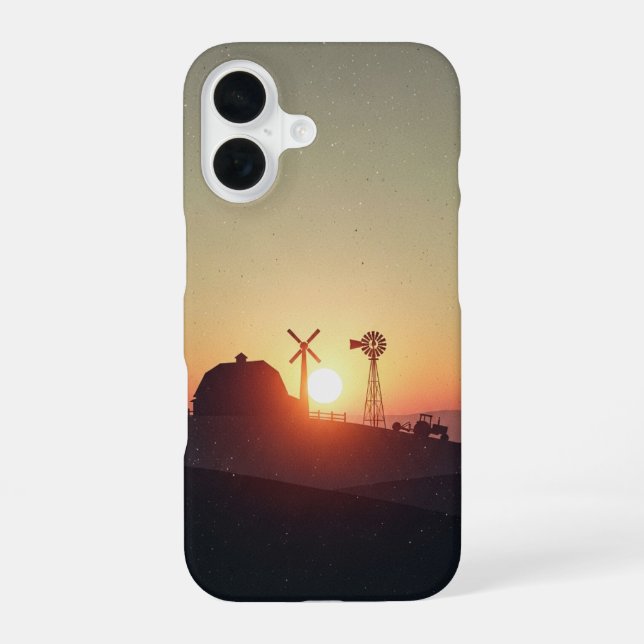 Retro Farmstead Silhouette iPhone Case (Back)