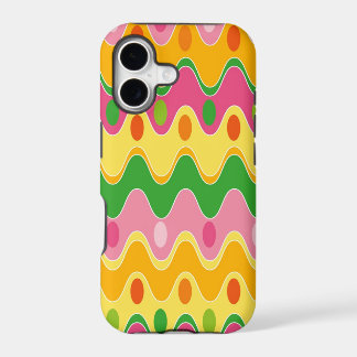 Retro Fashion Colorful Wavy Zig Zag Mod Pattern iPhone 17 Case