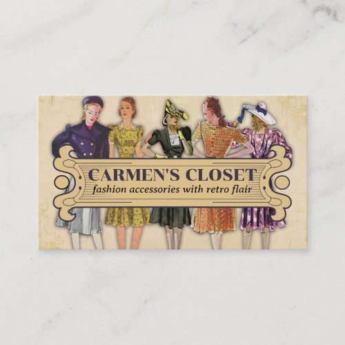 retro fashion dress model skirts legs sewing business card