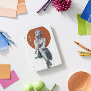 Retro Fashion Girl Terracotta Circle iPad Cover