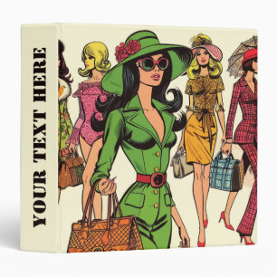 Retro Fashion Girls Comics 3 Ring Binder