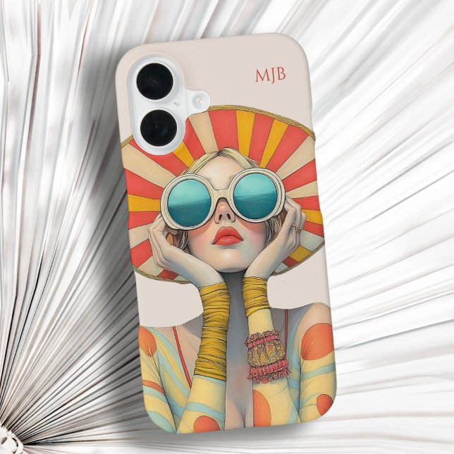 Retro Fashion Glamor Model with Monogram iPhone Case (Creator Uploaded)