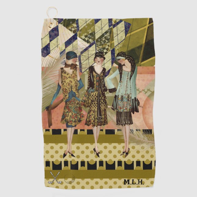 Retro Fashion Ladies Personalized Golf Towel (Front)
