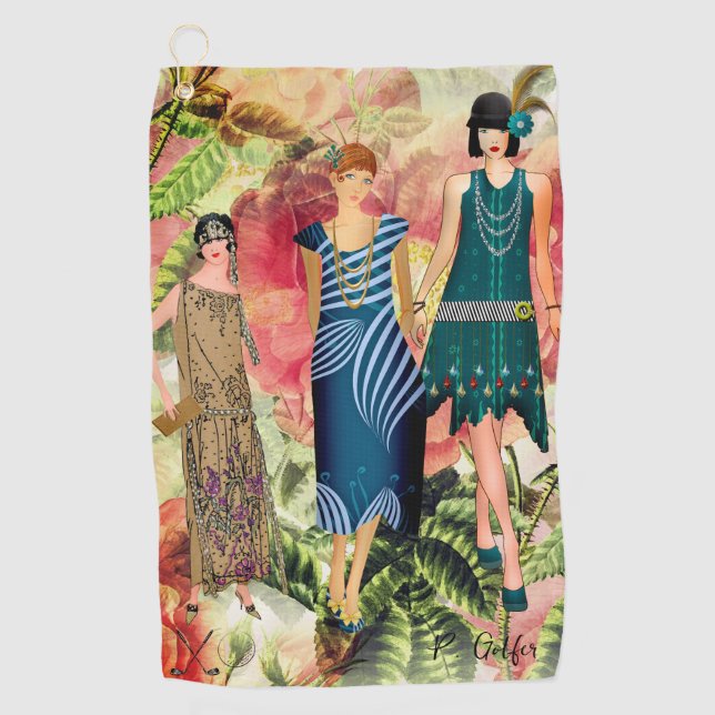 Retro Fashion Ladies Personalized Golf Towel (Front)