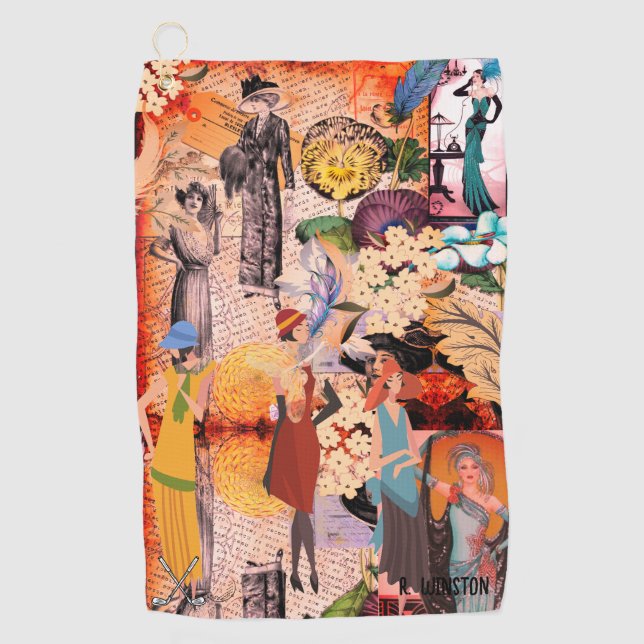Retro Fashion Ladies Personalized Golf Towel (Front)