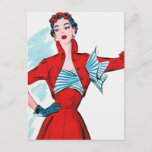 Retro Fashion Lady in Red Postcard