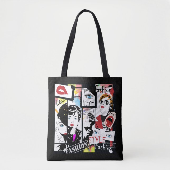 Retro Fashion Pop Art All-Over-Print Tote Bag (Front)