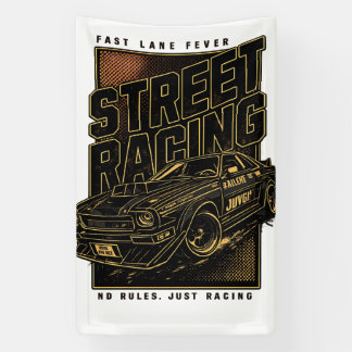 Retro Fast Lane Fever Sports Car Art Banner