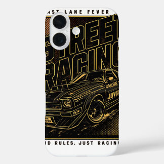 Retro Fast Lane Fever Sports Car Art iPhone 16 Case