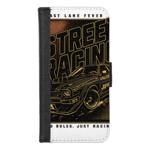 Retro Fast Lane Fever Sports Car Art iPhone 8/7 Wallet Case