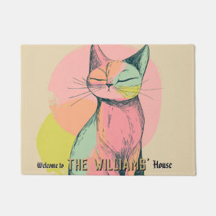 Retro Fatcat Mom Dad New Home Decor Doormat