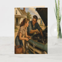 Retro Father Daughter Father's Day Card