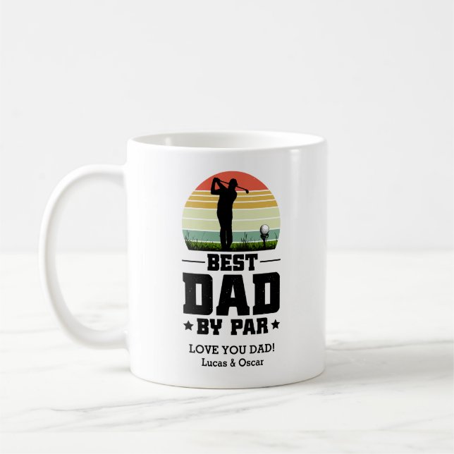 Retro Fathers Day Best Dad By Par Coffee Mug (Left)