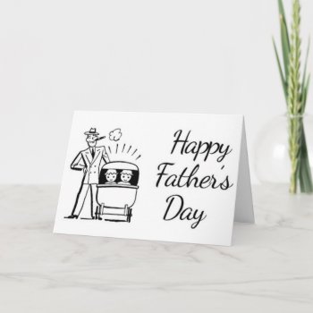 Retro Father's Day Dad And Two Babies Card by stargiftshop at Zazzle