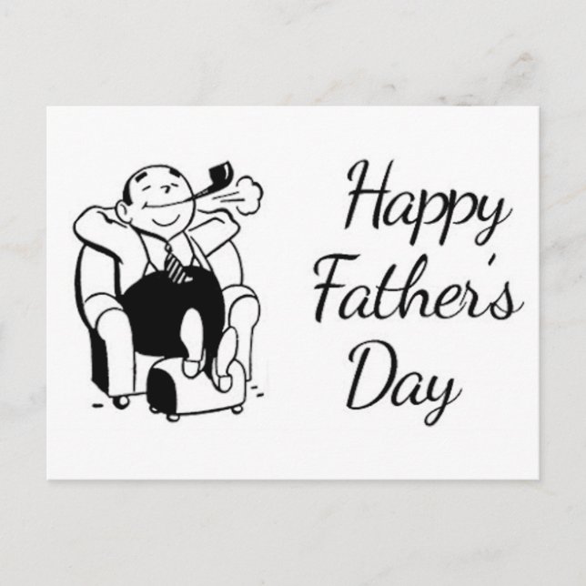 Retro Father's Day Dad Smoking Pipe Postcard (Front)