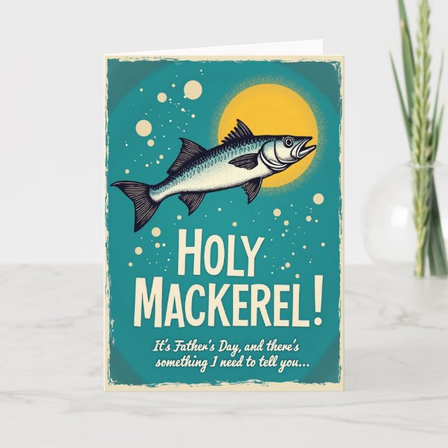 Retro Fathers Day Fish Art Card (Front)