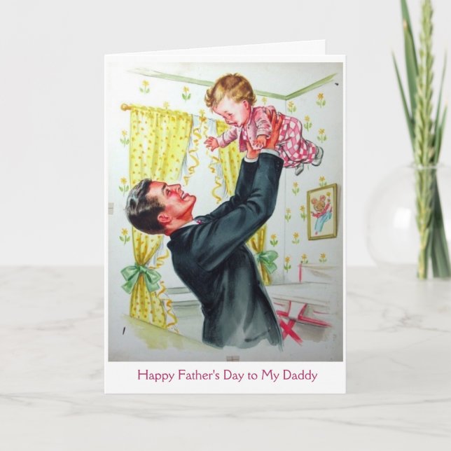 Retro Father's Day - From His Baby Daughter, Card (Front)