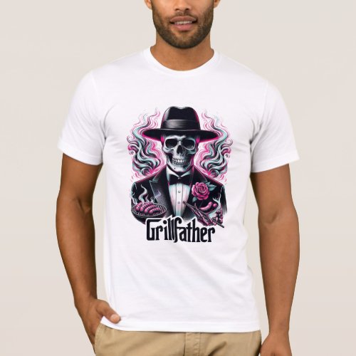 Retro Fathers Day Funny Grillfather Skeleton  T_Shirt