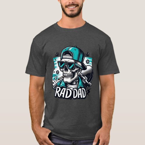 Retro Fathers Day Funny Rad Dad Skeleton  T_Shirt