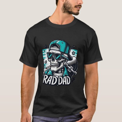 Retro Fathers Day Funny Rad Dad Skeleton  T_Shirt