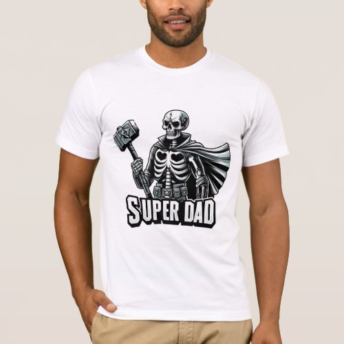 Retro Fathers Day Funny Super Dad Skeleton  T_Shirt