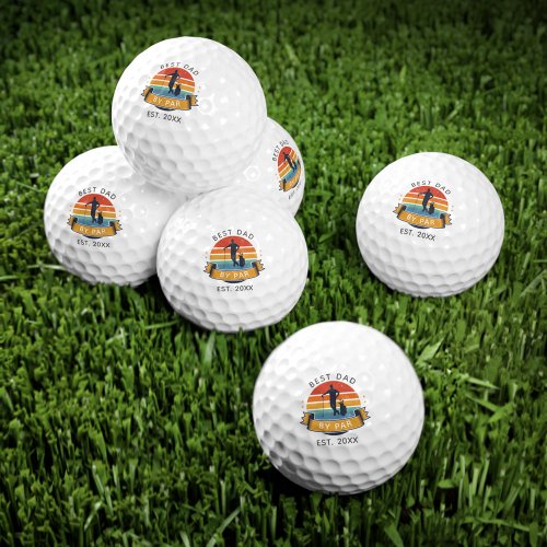 Retro Fathers Day Golf Best Dad by Par Custom Golf Balls