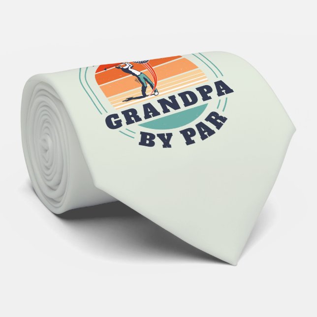 Retro Fathers Day Golf Lover Grandfather Custom Neck Tie (Rolled)