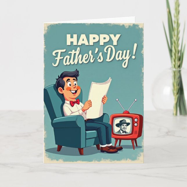 Retro Fathers Day Greeting Card (Front)