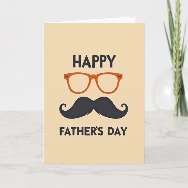 Retro Fathers Day Mustache Card (Front)