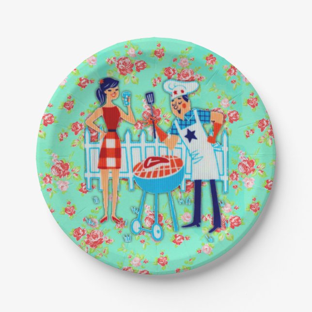 Retro Fathers Day Paper Plates-Floral Paper Plates (Front)