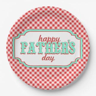 Retro Fathers Day Paper Plates-Plaid Paper Plates
