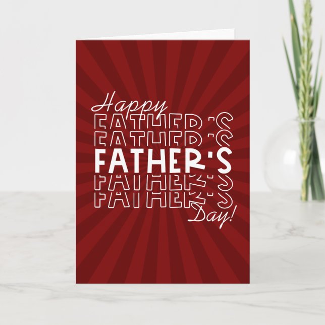 Retro Father's Day Red Sunburst Card (Front)