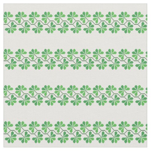 Retro Faux Cross Stitch Shamrock Stripe Printed  Fabric