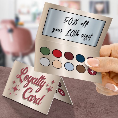 Retro faux eyeshadow palette folded loyalty card