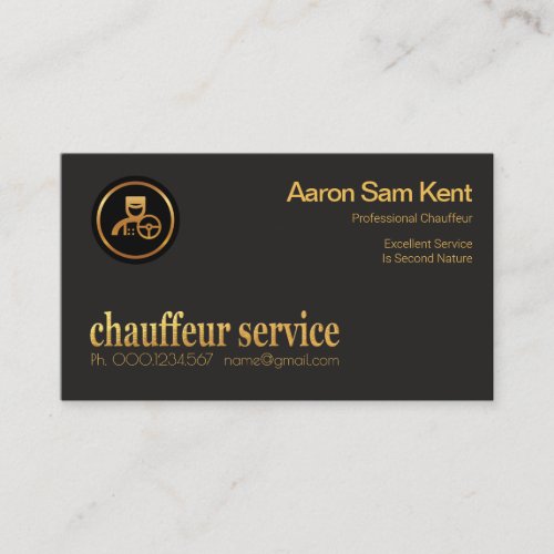 Retro Faux Gold Chauffeur Service Signage Business Card