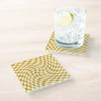 Retro Faux Gold Foil Checks Warped Checkerboard
