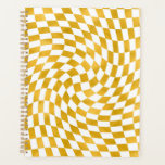 Retro Faux Gold Foil Checks Warped Checkerboard   Planner<br><div class="desc">Perfect warped checkered design pillow inelegant faux gold foil print. Modern warped checkers in classic color. Twirl and swirl,  twist checks,  checkered pattern</div>