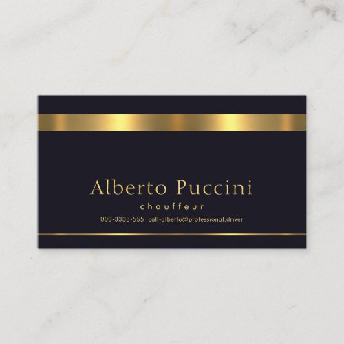 Retro Faux Gold Stripe Minimalist Chauffeur Business Card