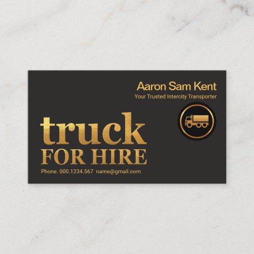 Retro Faux Gold Truck Signage Trucking Transport Business Card