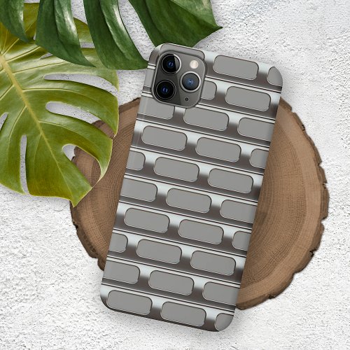 Retro Faux Stainless Steel Industrial Grid Pattern iPhone 11 Pro Max Case