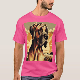Retro Fawn Great Dane Yellow Brown Black Artwork T-Shirt