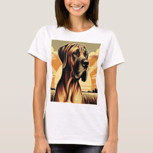 Retro Fawn Great Dane Yellow Brown Black Artwork T-Shirt