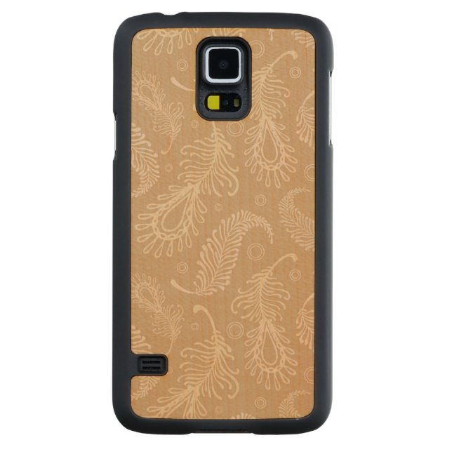 Retro-feater-pale-pattern Carved Maple Galaxy S5 Slim Case (Back)