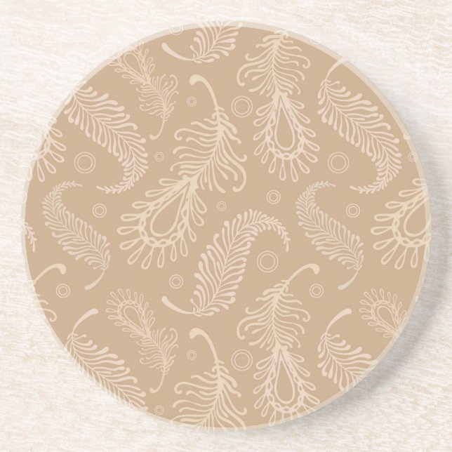 Retro-feater-pale-pattern Sandstone Coaster (Front)