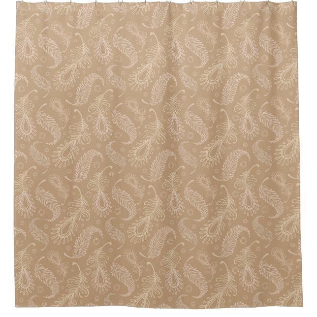 Retro-feater-pale-pattern Shower Curtain (Front)