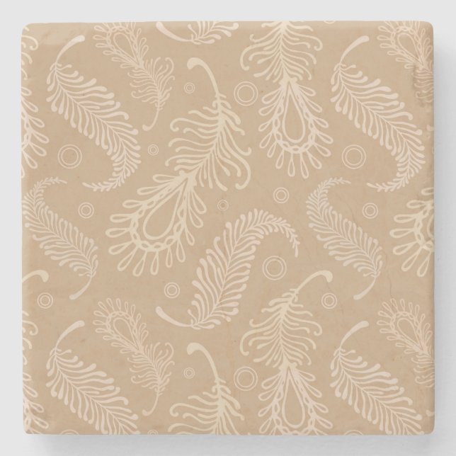 Retro-feater-pale-pattern Stone Coaster (Front)
